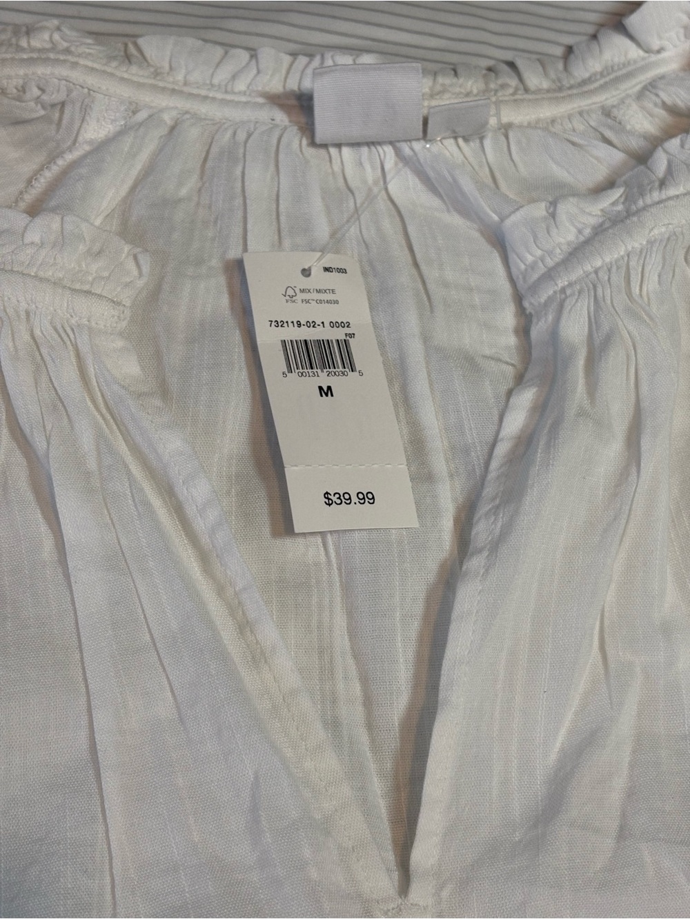 GAP White Lightweight Peasant-Style Blouse - Picture 3 of 7